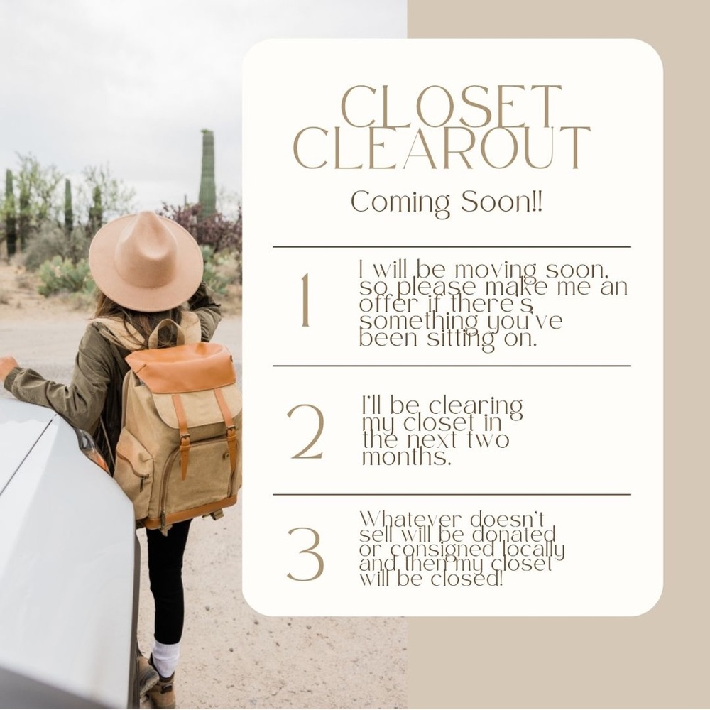 Closet closeout coming soon! I will be moving soon and closing out my closet!